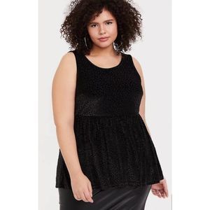 NWT 5X Torrid Peplum Leopard Burnout Velvet Sleeveless Blouse